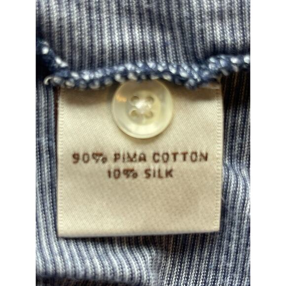Peter Millar Polo Shirt Mens XL Crown Soft Golf Blue Striped Cotton Silk Blend - Picture 5 of 6